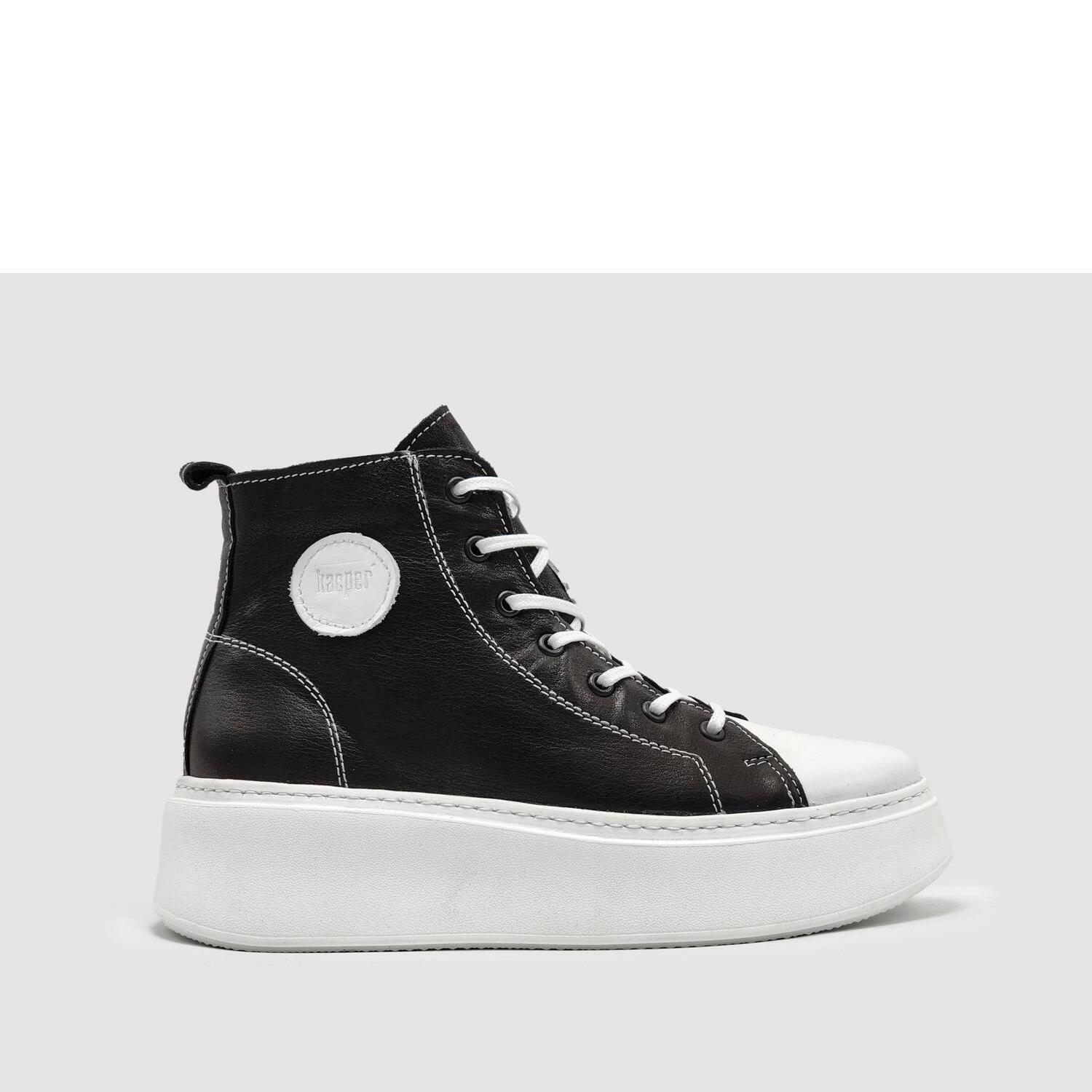 New Kcr Group Women's Tall Insulated Zip-Up Leather Sneakers In Black